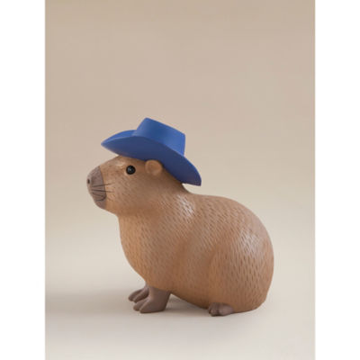 Capybara ornament with cowboy hat resin multi-coloured, UK version