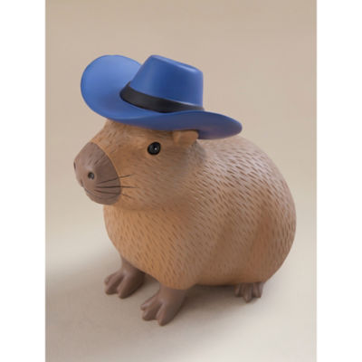 Capybara ornament with cowboy hat resin multi-coloured, UK version
