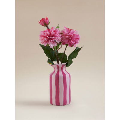 Pink artificial real-touch pom-pom in ceramic pot, imported from the UK