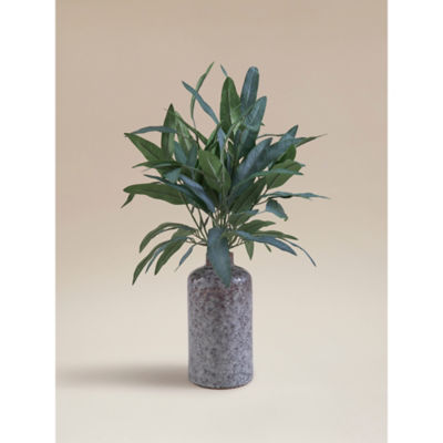 Blue artificial willow leaf 10x10x50cm ceramic pot, UK version