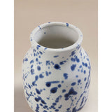 Vase blue splatter ceramic 15x15x18cm, imported from the UK