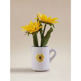 Artificial sunflower in white mini jug, imported from the UK