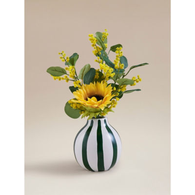 Green artificial sunflower in ceramic pot 10x10x38cm (British brand)