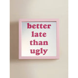 Pink mirrored wall sign with slogan 18x2.5x18cm - British product
