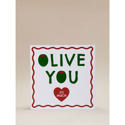 Green & White 'Olive You' wooden sign 18cm, imported from the UK