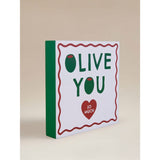 Green & White 'Olive You' wooden sign 18cm, imported from the UK