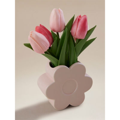 Flower shaped planter with tulips (British brand)