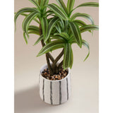 Artificial variegated dracaena in striped and speckled pot 40x40x45cm - British product
