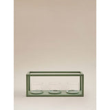 Green tealight candle holder with three glass shades (British brand)
