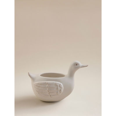 White ceramic duck planter W23.5cm - British product