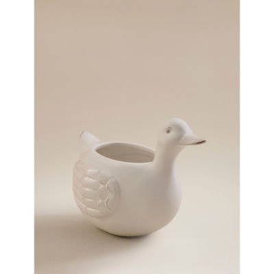 White ceramic duck planter W23.5cm - British product