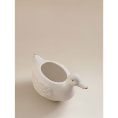 White ceramic duck planter W23.5cm - British product