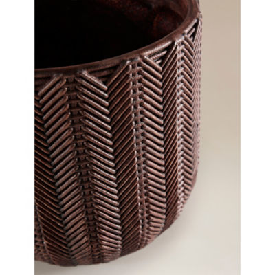 Brown herringbone ribbed planter 24cm (British brand)