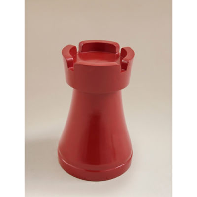 Red rook chess ornament for garden decoration, UK version
