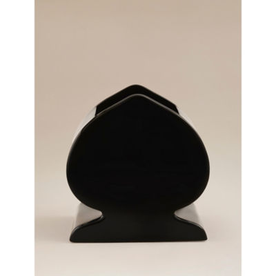 Black ceramic spade planter chess-inspired design - British product