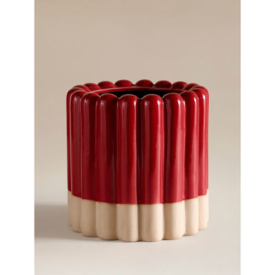 Red ceramic two-tone planter 18cm - British product