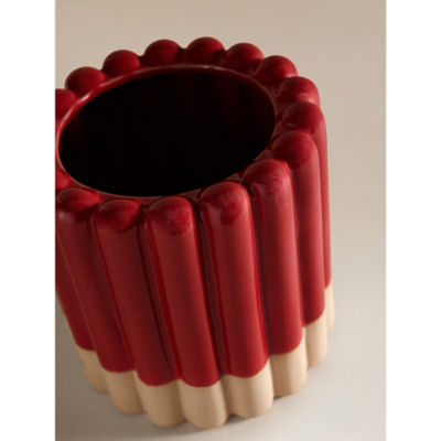 Red ceramic two-tone planter 18cm - British product