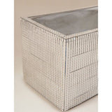 Silver rectangular disco planter with mirror tile finish (British brand)