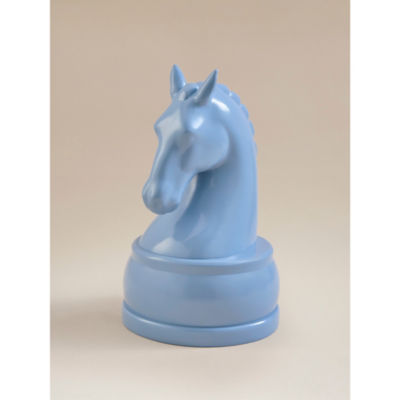 Blue chess knight garden ornament, 19.5cm, UK version