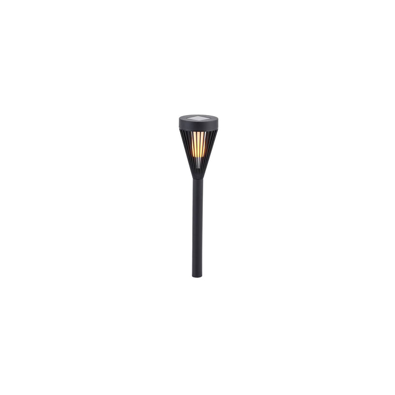 Ribbed flame solar torch light with warm LED - British product