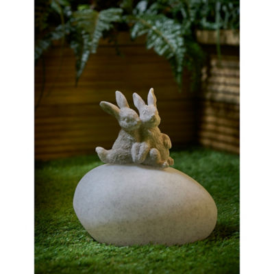 solar light grey rabbits on a rock (British brand)