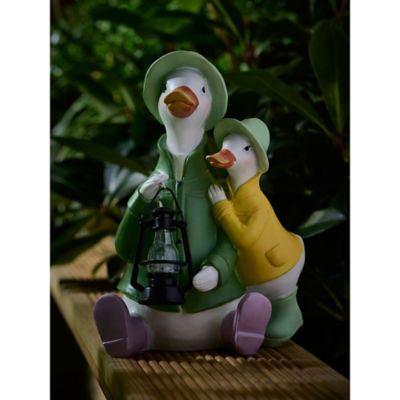 Raincoat hand painted duck solar light with warm white LED (British brand)