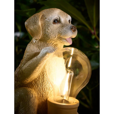 Decorative solar light featuring hand-painted Brown Dog, UK version