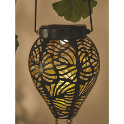 Black metal hot air balloon solar light, UK version