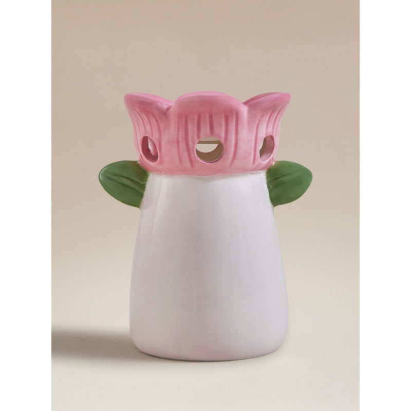 Pink flower-shaped ceramic burner (British brand)