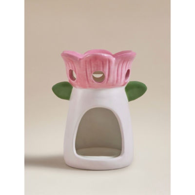 Pink flower-shaped ceramic burner (British brand)