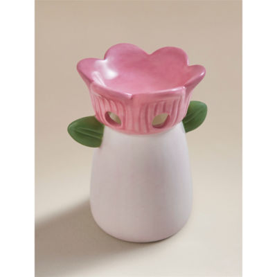 Pink flower-shaped ceramic burner (British brand)