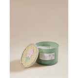 Wild Meadow wooden lid candle, green glass, imported from the UK
