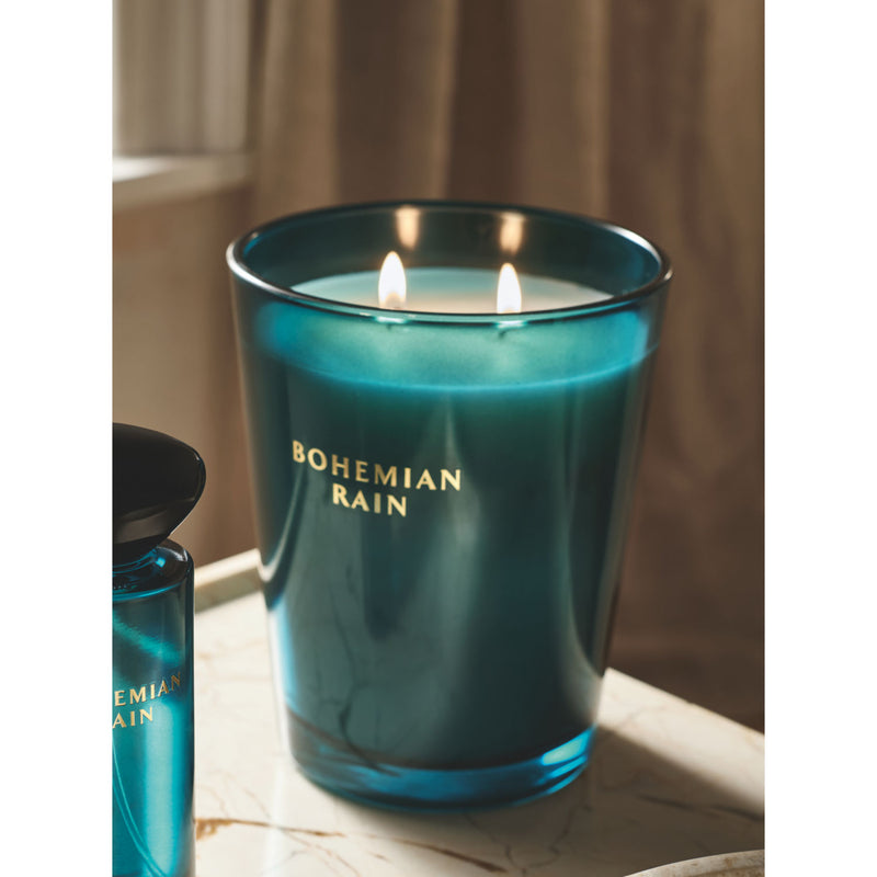 Elegance Bohemian Rain large candle in green glass, UK version