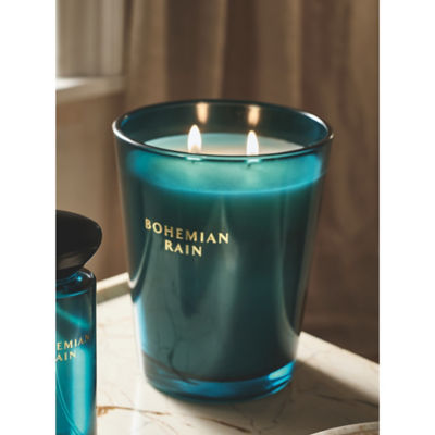 Elegance Bohemian Rain large candle in green glass, UK version