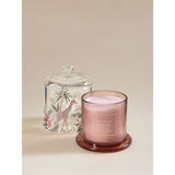 Botanical Tropical Bloom cloche candle with pink glass - British product