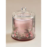 Botanical Tropical Bloom cloche candle with pink glass - British product