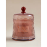 Botanical Tropical Bloom swirl cloche candle pink glass - British product