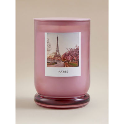 Paris Large Candle in pink glass and metal, UK version