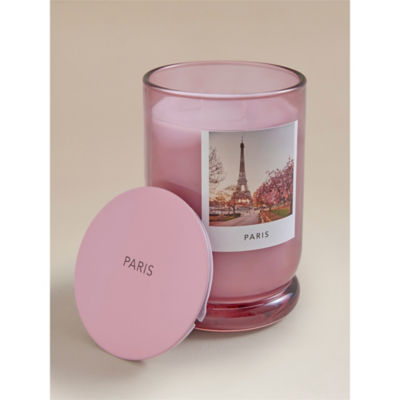 Paris Large Candle in pink glass and metal, UK version