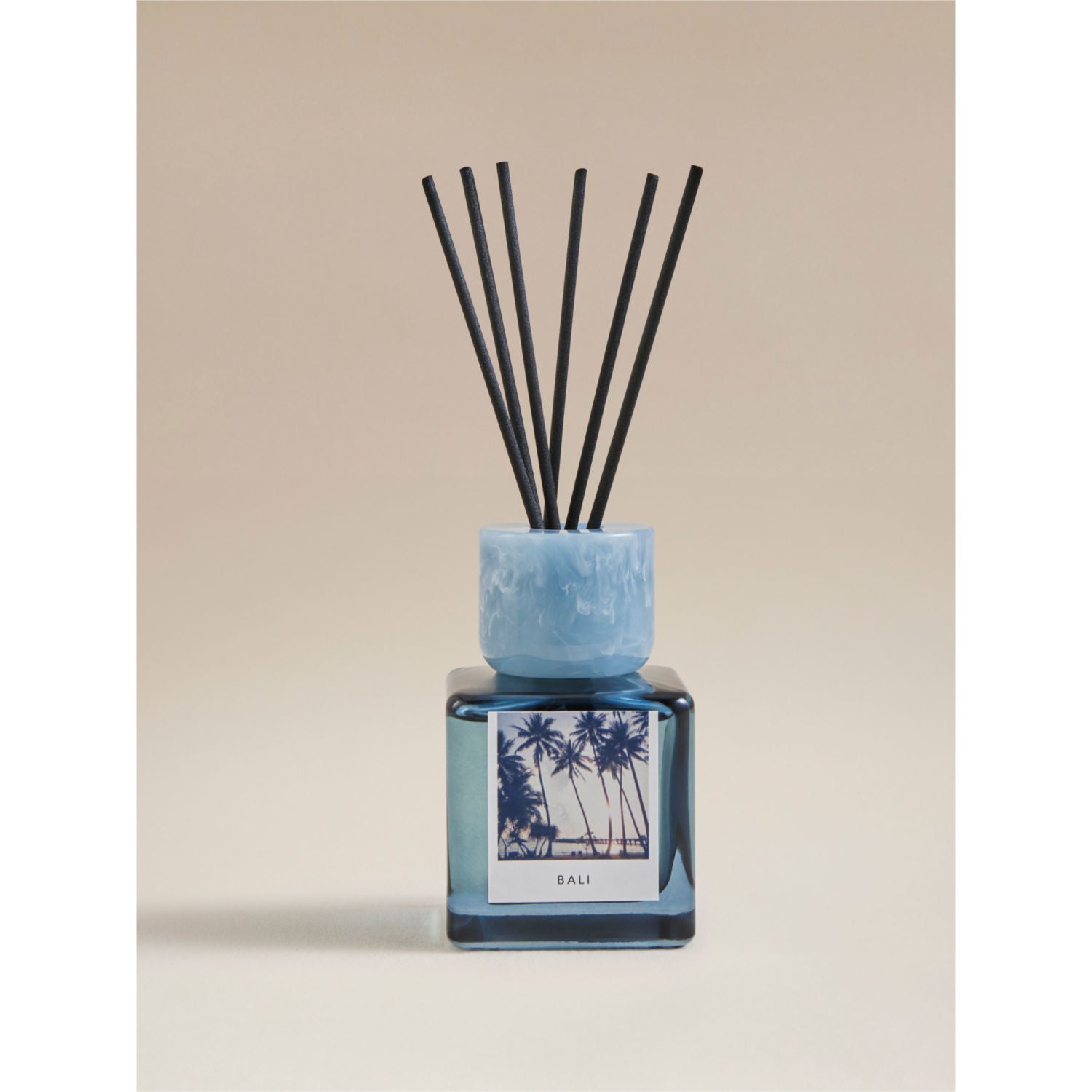 Bali reed diffuser blue glass resin 10x6x19cm - British product