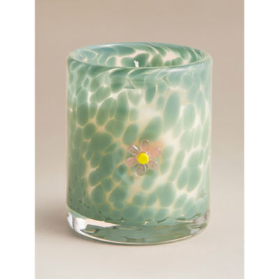 Wild Meadow Charm pink glass candle, British product