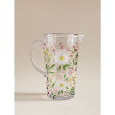 Outdoor floral embossed pitcher with clear sprayed colour, imported from the UK