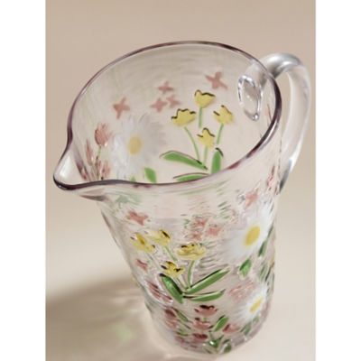 Outdoor floral embossed pitcher with clear sprayed colour, imported from the UK