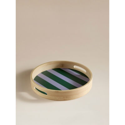 ASDA Bamboo Round Serving Tray Blue and Green 30cm- Buy online at McGrocer