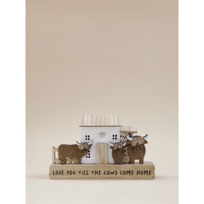 Highland cow wooden sign decorative wall art, British product