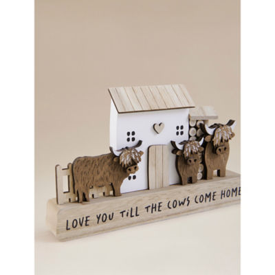 Highland cow wooden sign decorative wall art, British product