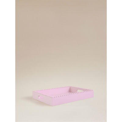 Pink square beaded tray 38x27cm, imported from the UK