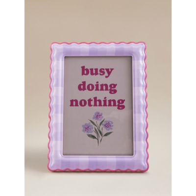 Photo frame lilac check scallop edge 7x5, UK version