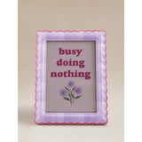 Photo frame lilac check scallop edge 7x5, UK version