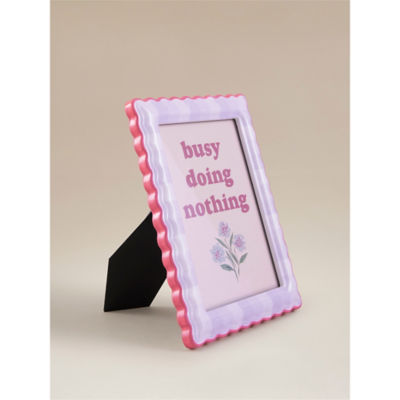 Photo frame lilac check scallop edge 7x5, UK version